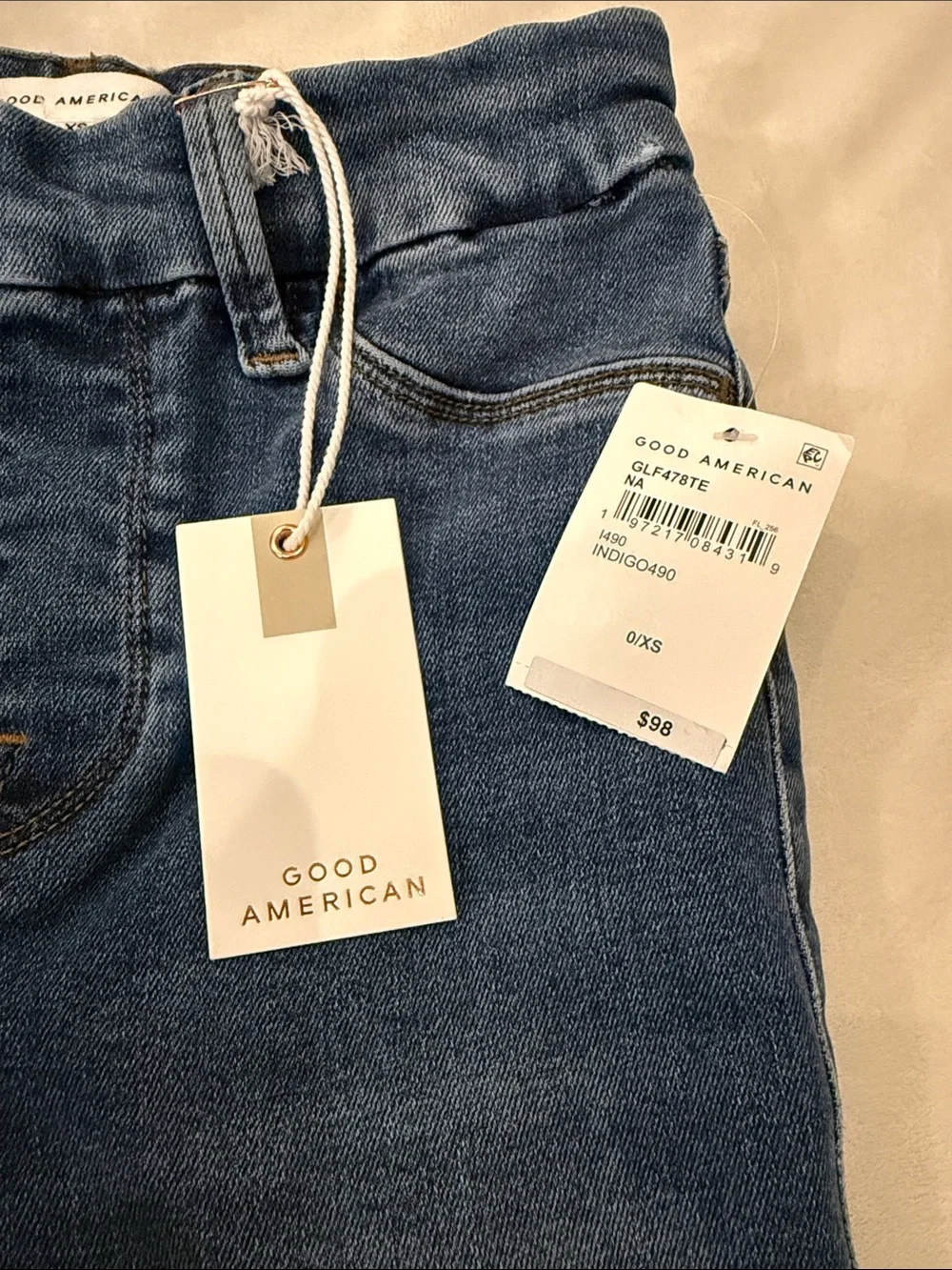NWT Good American Size 0/XS Dark Blue Flare Women’s Jeans - Picture 2 of 8